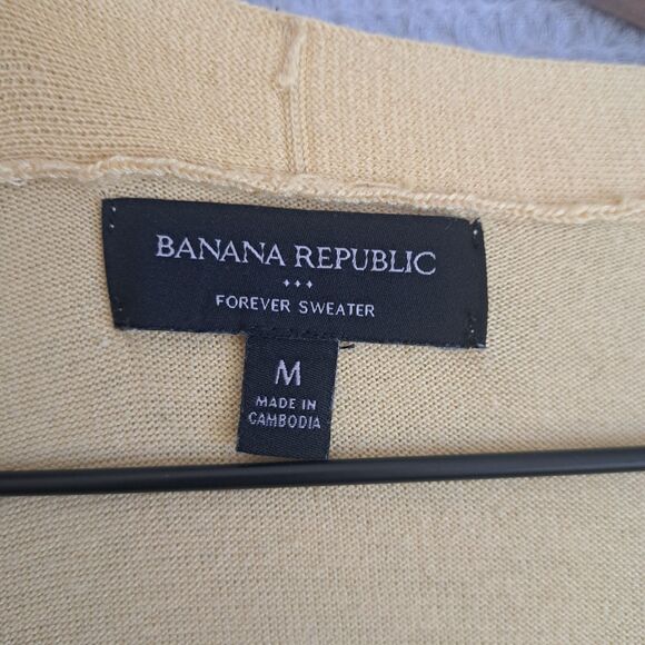 Banana Republic Cardigan Forever Sweater Womens Medium V-Neck Yellow Lightweight - Picture 4 of 9